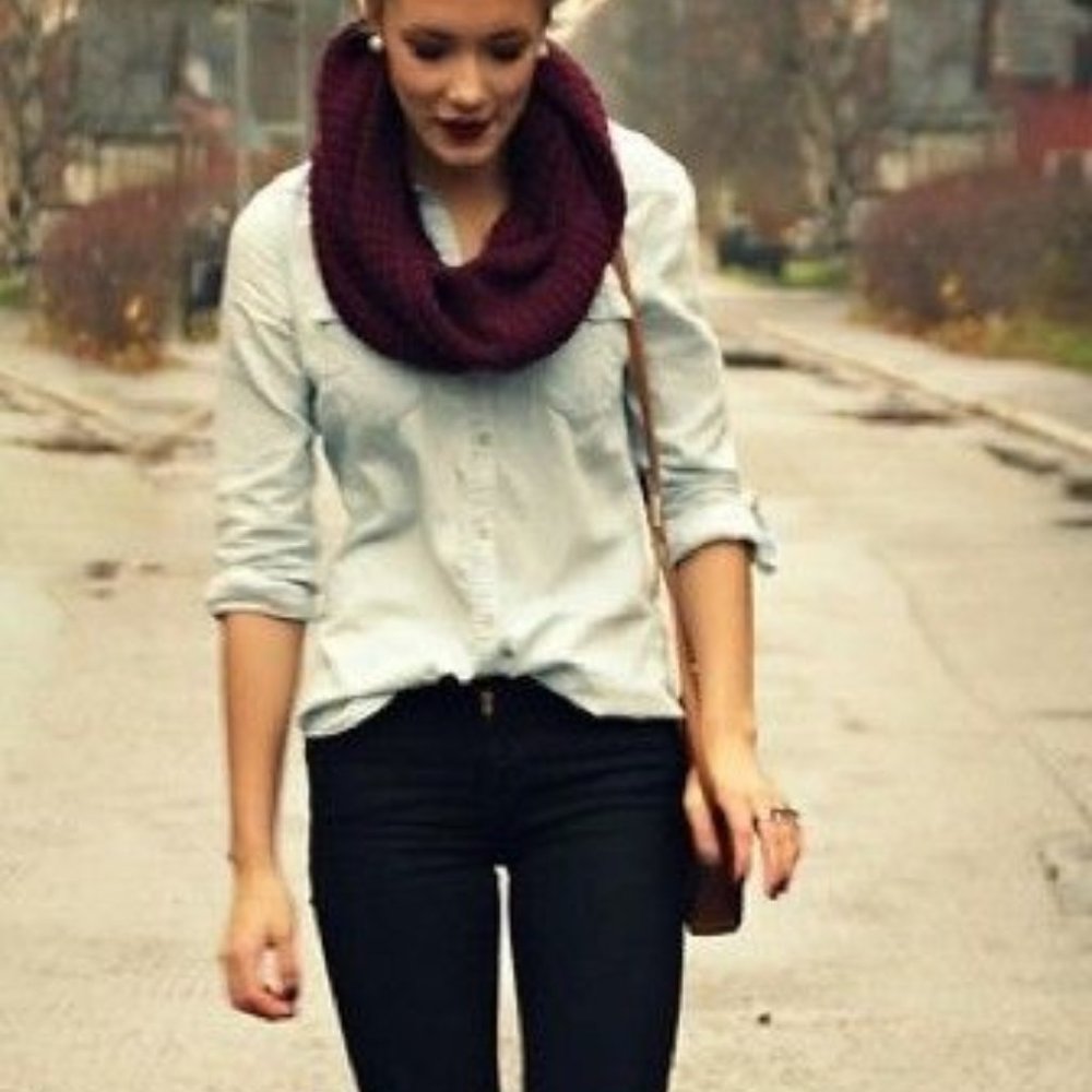Lace Burgundy Infinity Scarf